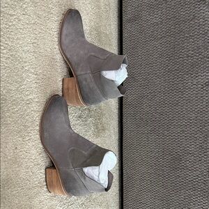 BP Gray Ankle Booties with Wooden Heel